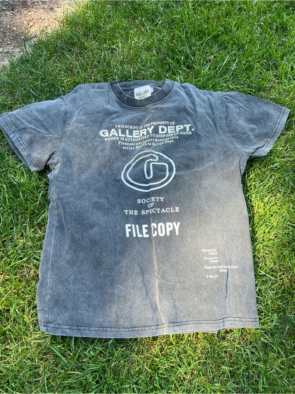 Gallery Dept charcoal gray crewneck tee with white logo